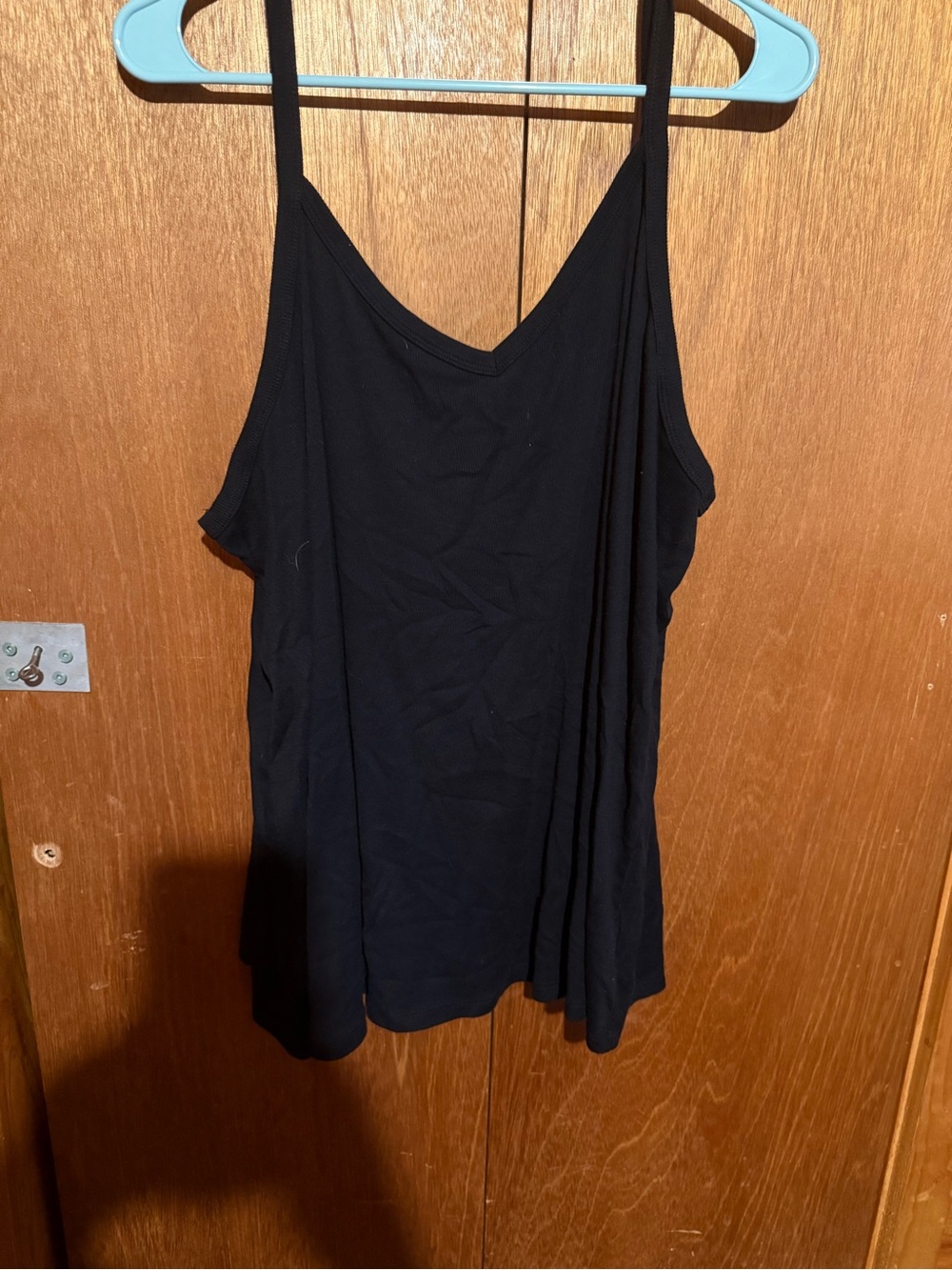 torrid Black Ribbed V-Neck Tank with Slim Straps